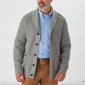 Duluth Trading Burly Retirement Shawl Collar Sweater Mens XL Grey Cardigan 71860